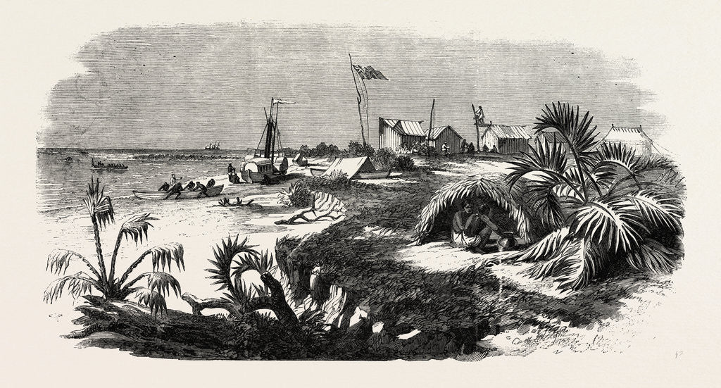 Detail of The Livingstone Expedition in Africa: Dr. Livingstone's Station at the Mouth of the Kongone River, on the Zambesi Delta by Anonymous