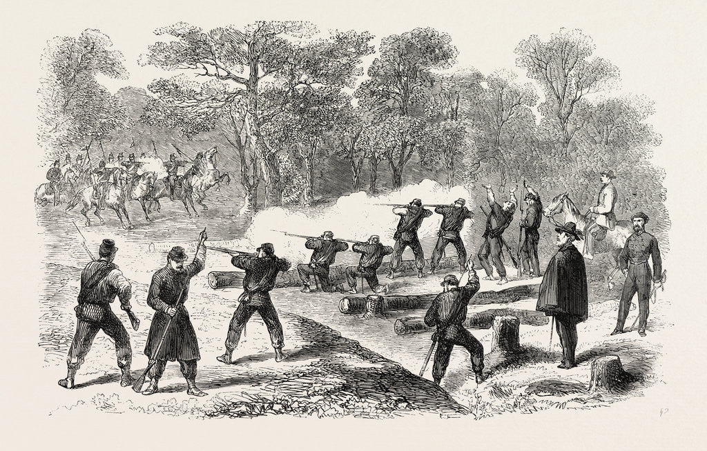 Detail of The Revolution in Naples: Charge of Neapolitan Cavalry on the National Troops Before Capua, on the 19th of September, 1860, Italy by Anonymous