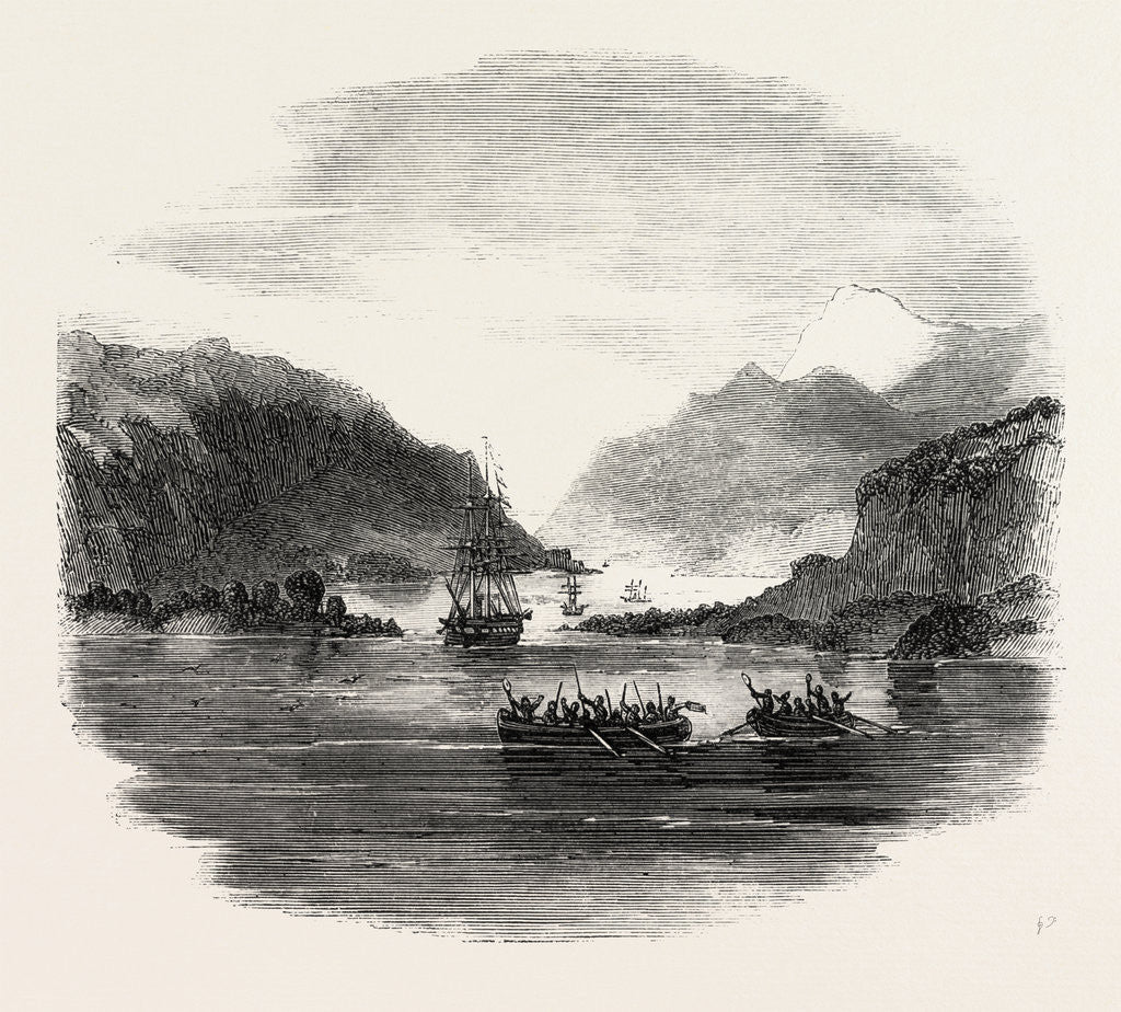 Detail of H.M.S. Termagant Convoying the Gun Boats Grappler and Forward Through the Straits of Magellan: Passing English Narrows by Anonymous