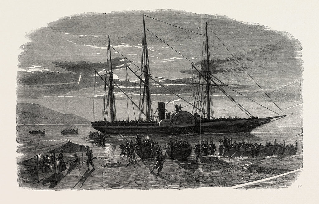 Detail of The Revolution in Sicily: Departure of Missori's Expedition on the Night of August 8 from the Faro Point, Messina, to Surprise the Torre Cavallo Fort, on the Calabrian Shore by Anonymous