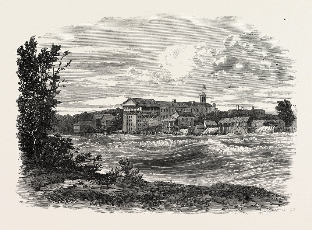 Detail of Niagara Falls Village: The Rapids above the American Falls by Anonymous