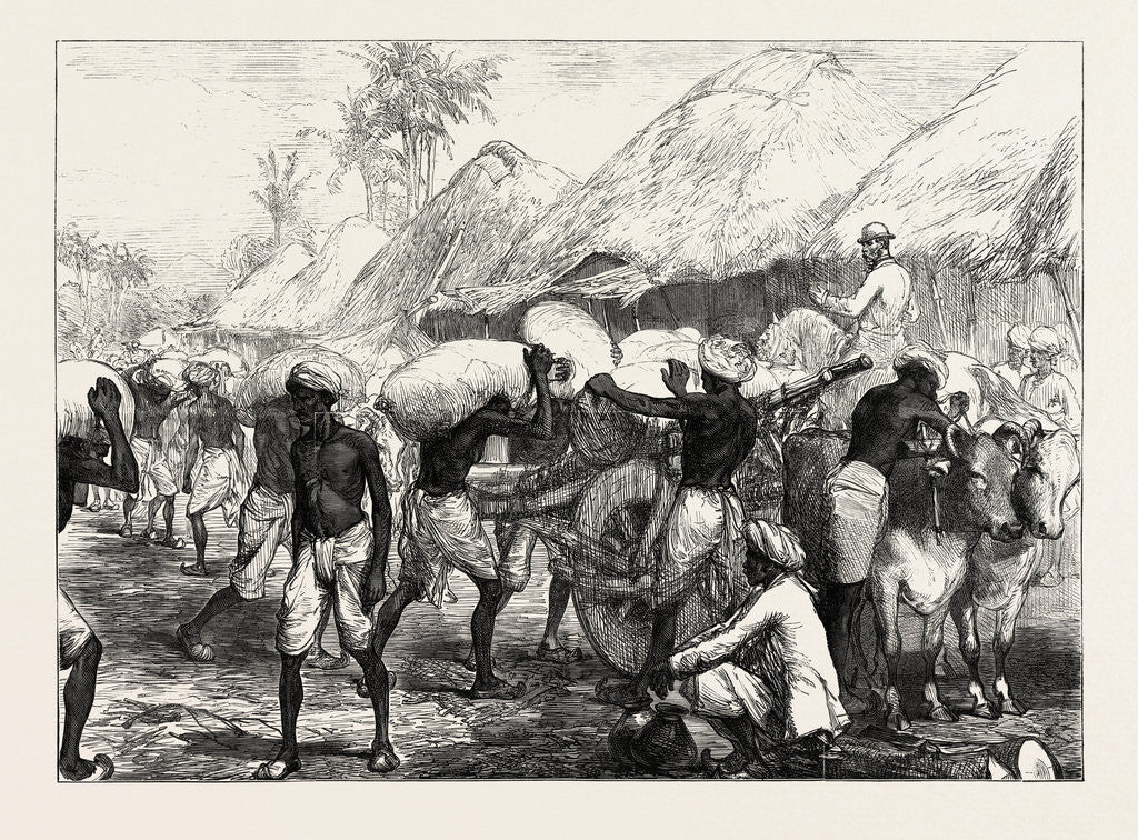 Detail of The Famine in Bengal: Loading Grain Carts Near Calcutta by Anonymous