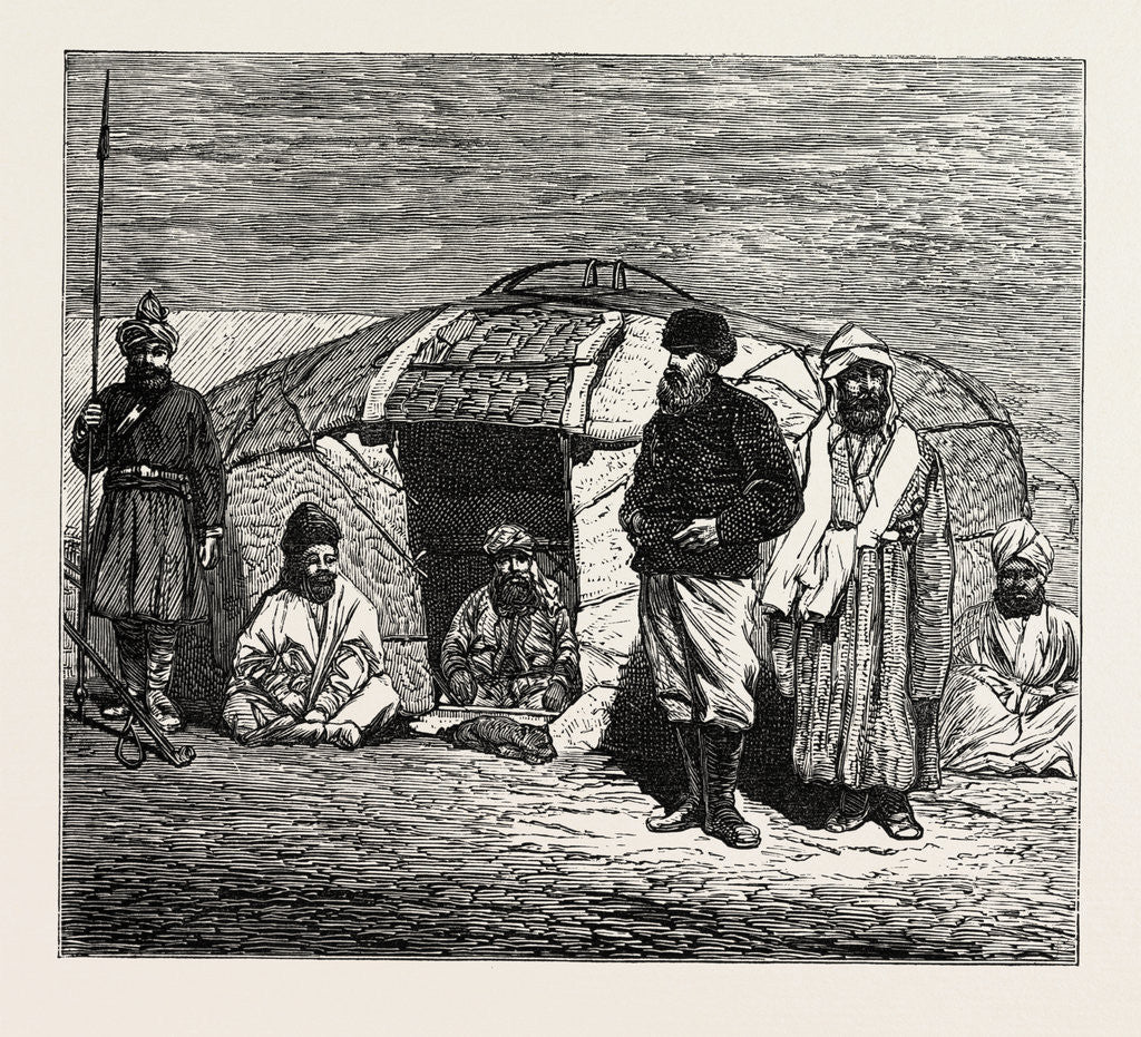 Detail of The Mission to Yarkund and Kashgar: Travellers' Smoking-Divan in a Kirghiz Tent by Anonymous