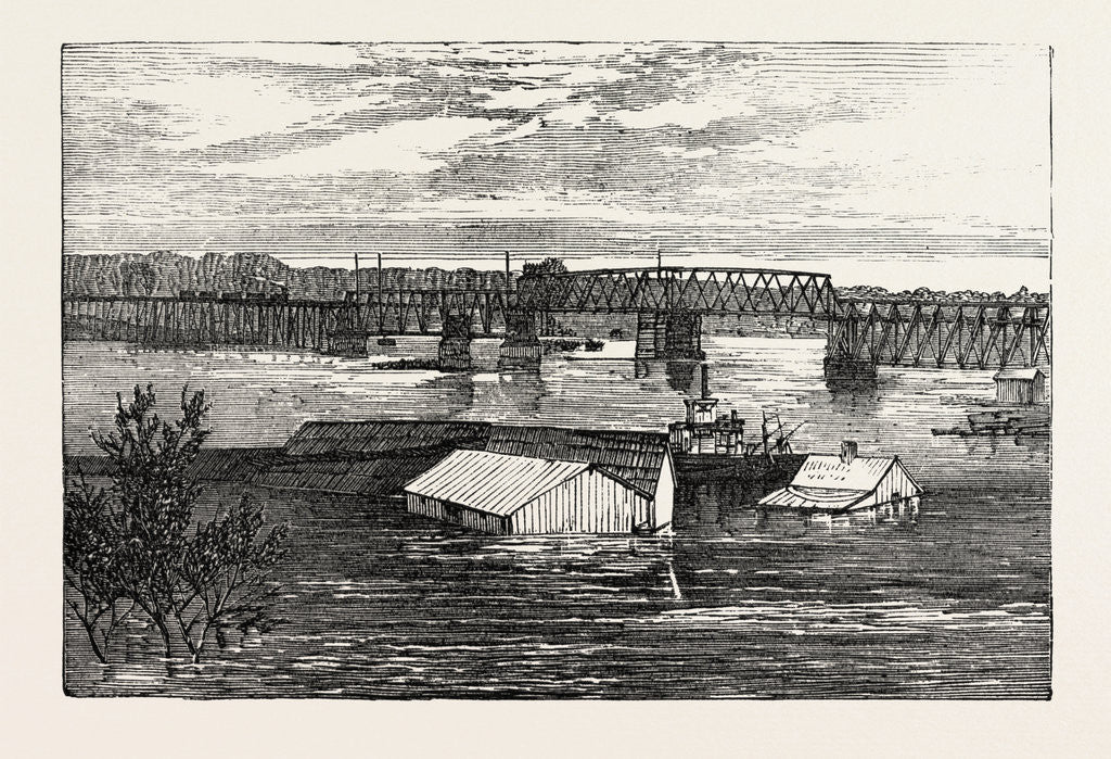 Detail of Inundations in the United States of America: Railroad Bridge, Clarksville, Tennessee by Anonymous