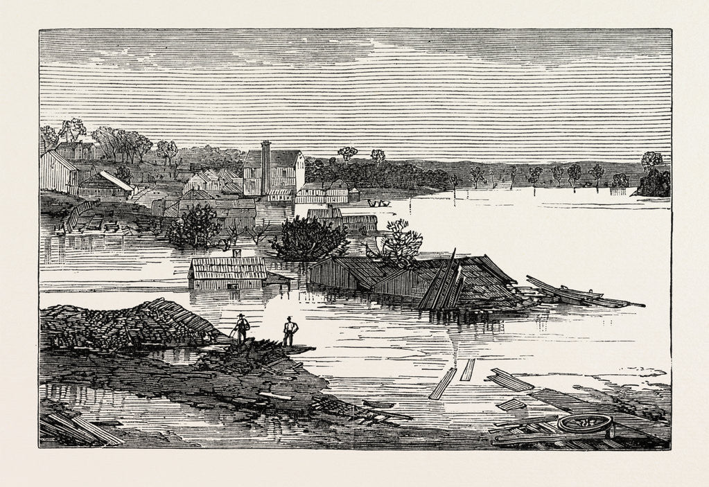 Detail of Inundations in the United States of America: Cumberland River, Looking Up Stream, at Clarksville, Tennessee by Anonymous