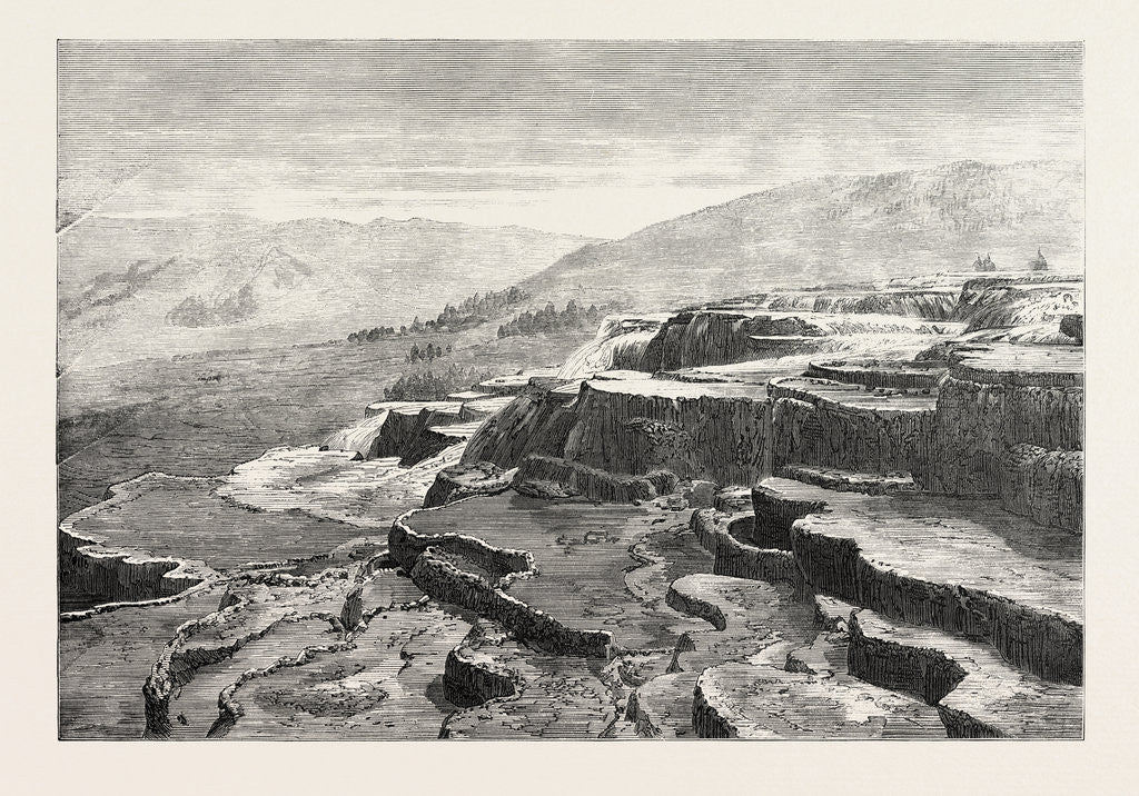 Detail of The Yellowstone Lake Region of North America: Mammoth Hot Springs on Gardiner's River by Anonymous