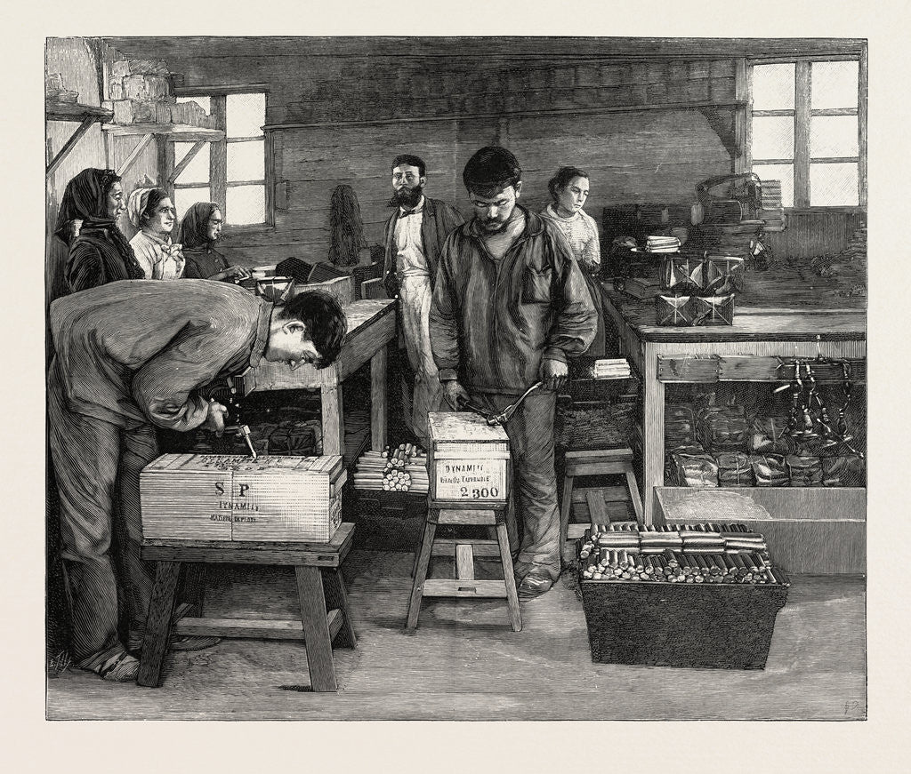 Detail of Dynamite Manufacture at Isleten, Near Fluelen, Switzerland: Packing the Cartridges Into Boxes by Anonymous