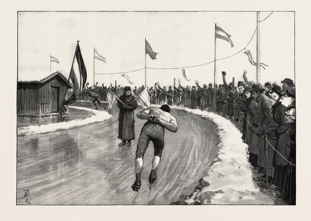 Detail of The International Skating Meeting Near Groningen, the Netherlands: The Last Round of Eden V. Ericsson: Eden Winning by Anonymous