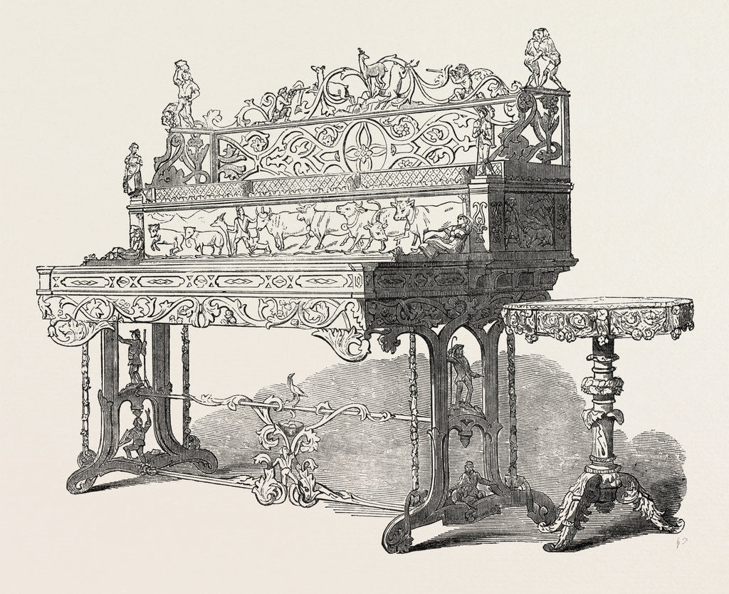 Detail of Carved Escritoire and Table, from Switzerland by Anonymous