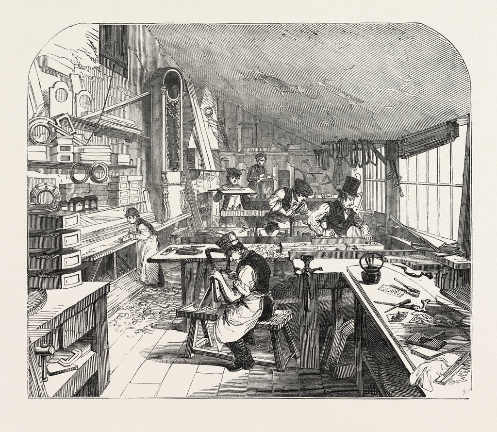 Detail of Clerkenwell Clock Factory: The Clock-Case Shop by Anonymous