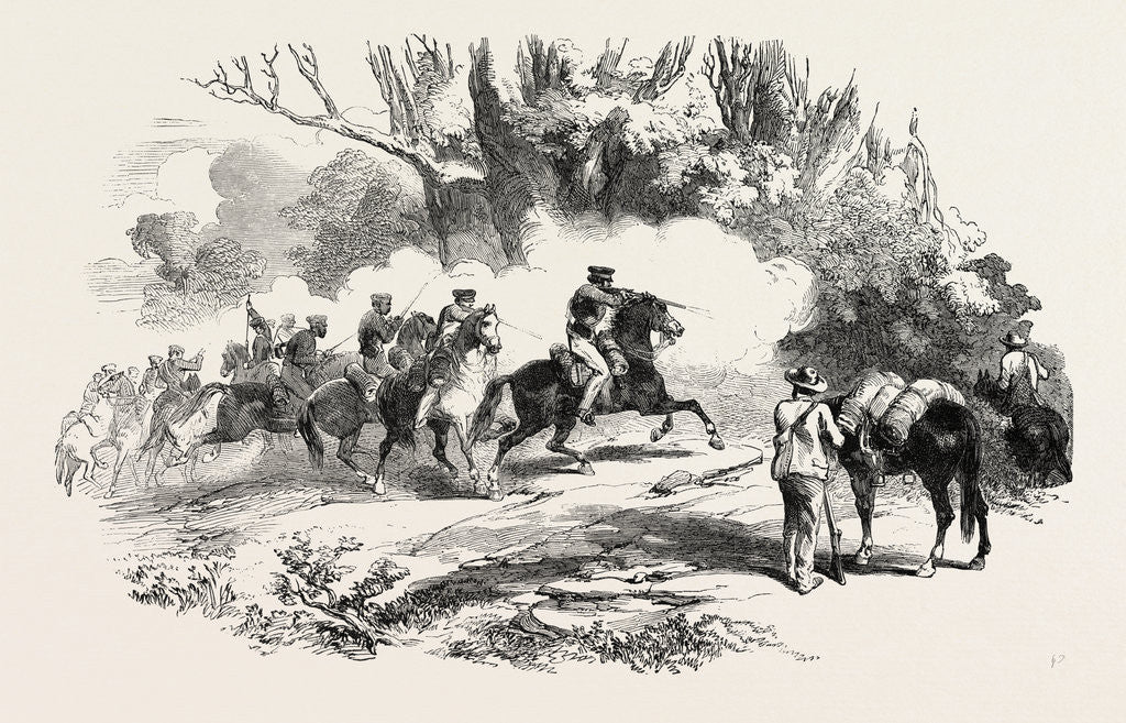 Detail of The Kaffir War: Cape Mounted Rifles Attacking Kaffirs by Anonymous