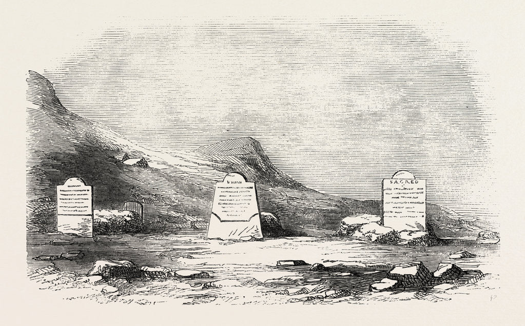 Detail of Traces of the Franklin Expedition: The Three Graves at Cape Riley, Beechy Island; John Torrington, John Hartnell, William Braine by Anonymous