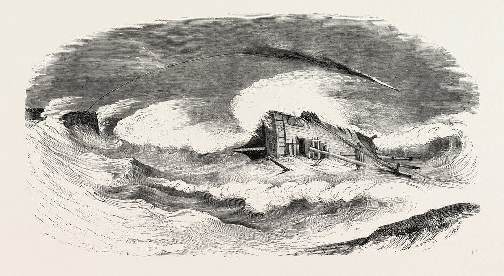 Detail of Wreck of the Mary Gray, Upon the Longsear Rocks, Seaton Carew, Durham, Firing Carte's Rocket by Anonymous