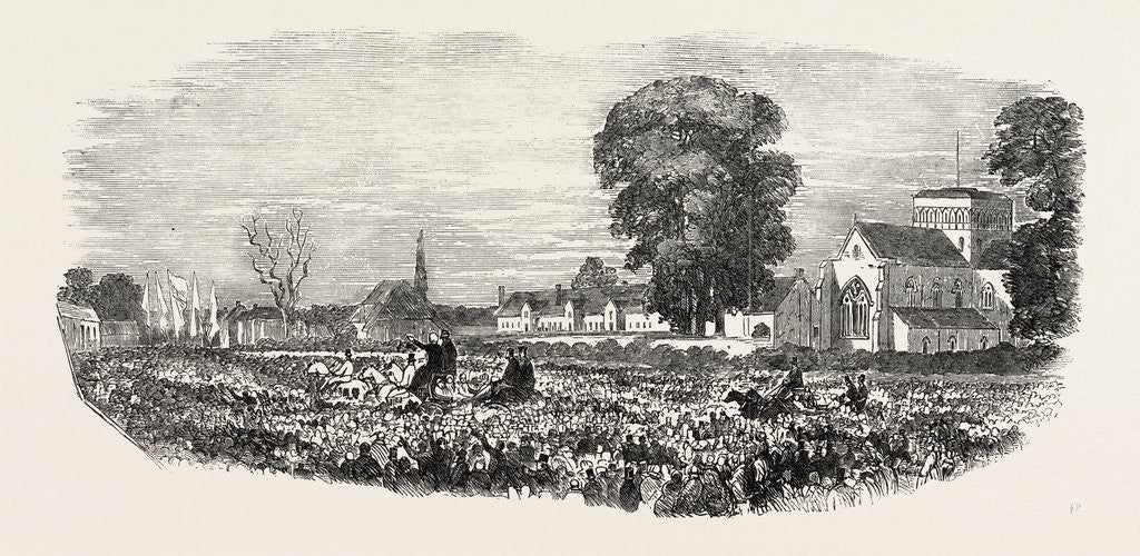 Detail of The Procession Passing the Church and Hospital of St. Cross, Winchester by Anonymous