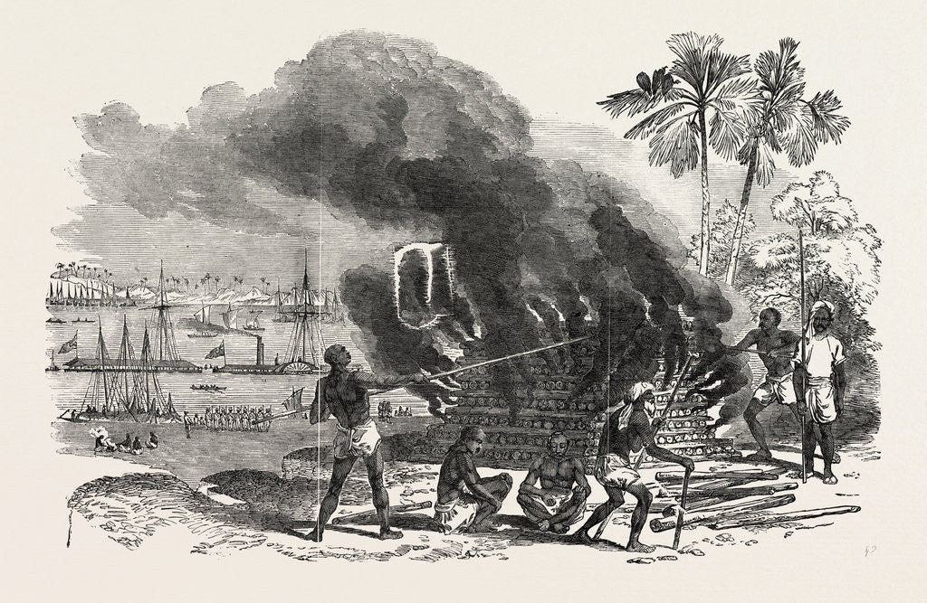 Detail of Burning the Body of the Late Dewan Moolraj, on a Sandbank in the Ganges by Anonymous