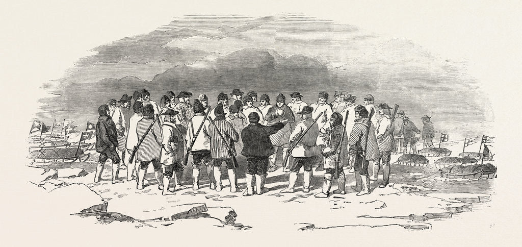 Detail of Captain Austin's Arctic Expedition: Captain Austin Addressing an Exploring Party by Anonymous