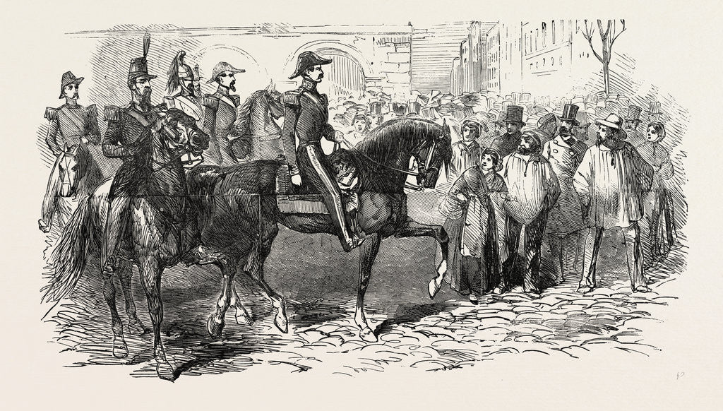 Detail of Revolution in France: The President and His Staff, in the Streets of Paris, 1851 by Anonymous