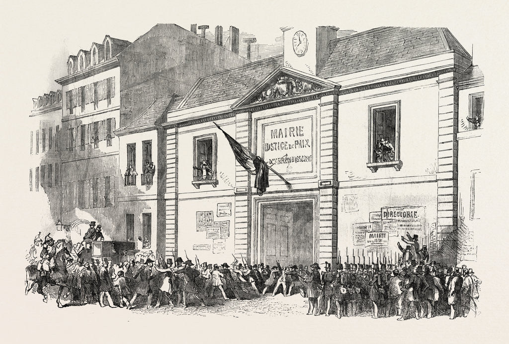 Detail of The Revolution in France: Marie of the 10th Arrondissement, Paris. Arrest of Representatives. M. Berryer Addressing the People, 1851 by Anonymous