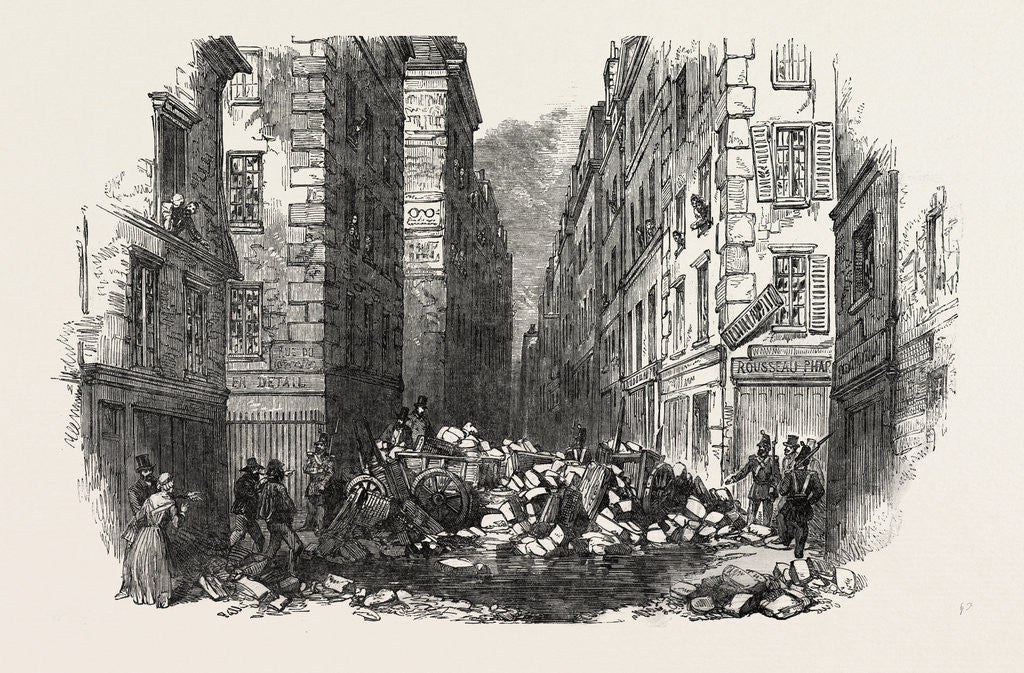 Detail of The Revolution in France: The First Barricade, Corner of the Rue Des Grandes Audriettes, Paris, 1851 by Anonymous