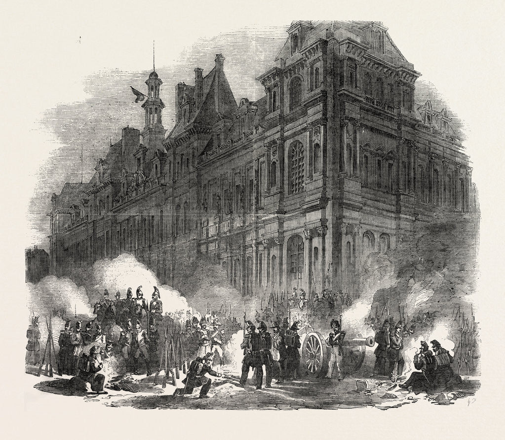 Detail of The Revolution in Paris: Bivouac of Troops Near the Hotel De Ville, France, 1851 by Anonymous