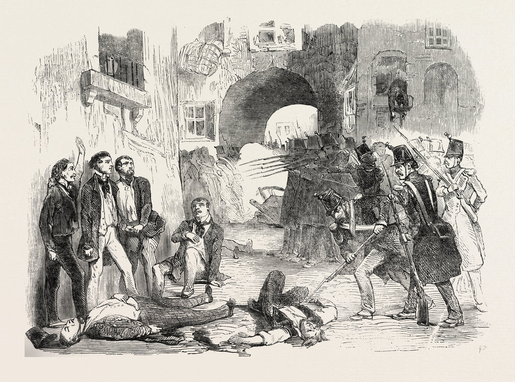 Detail of The Revolution in France: The Troops Shooting the Insurgents in the Streets of Paris, 1851 by Anonymous