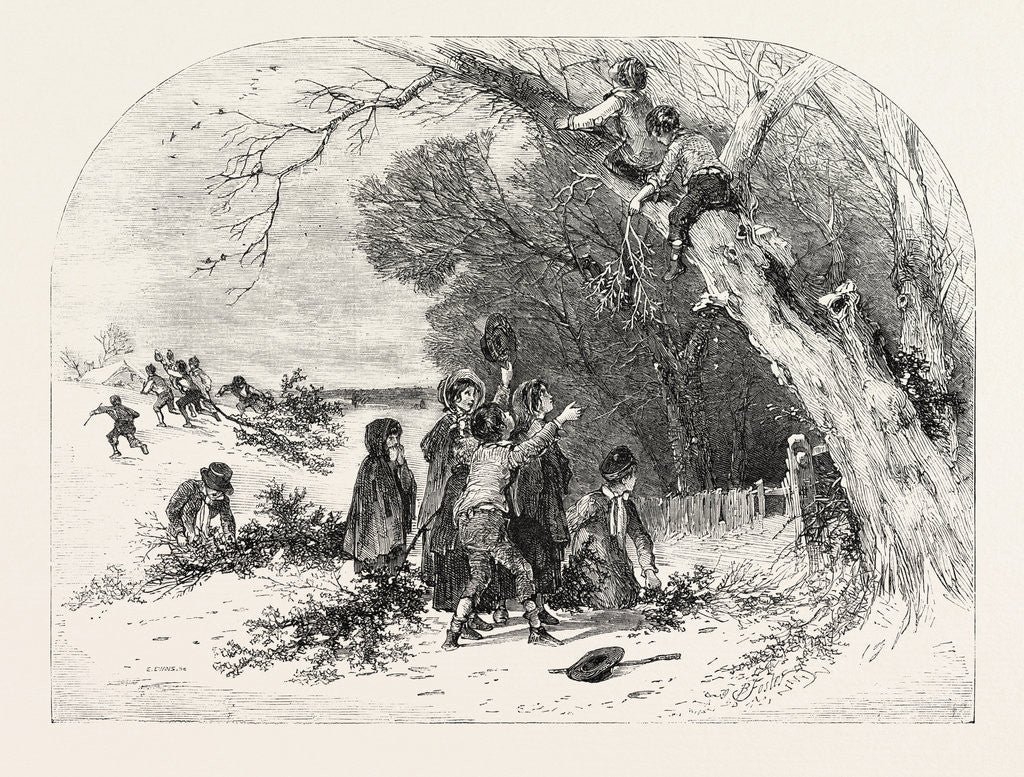 Detail of Gathering Mistletoe by Anonymous