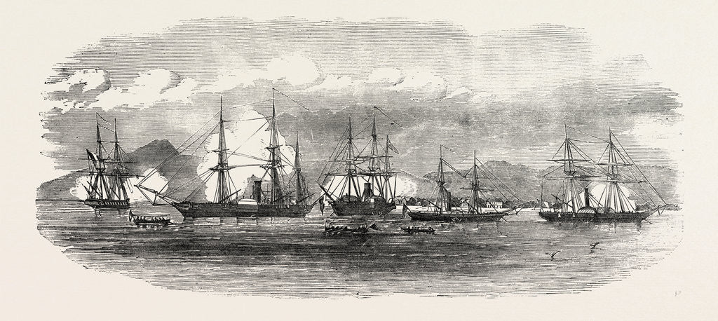Detail of English and French Steamers in the Harbour of Gonaive, Haiti by Anonymous
