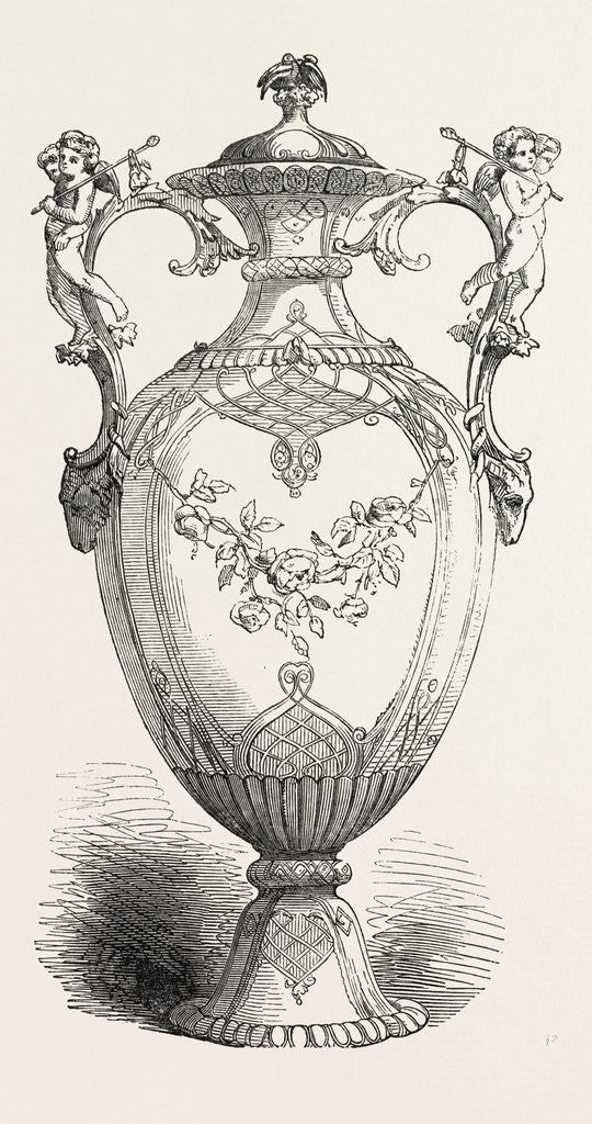 Detail of The Great Exhibition: Vase, by Messrs. Minton and Co. The Handles in Electro-Silver by Anonymous