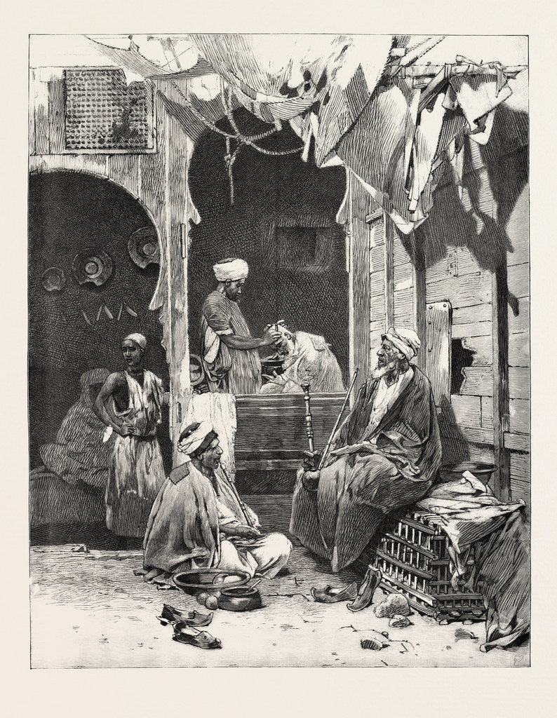 Detail of A Barber's Shop at Cairo: Discussing the Situation, Egypt by Anonymous