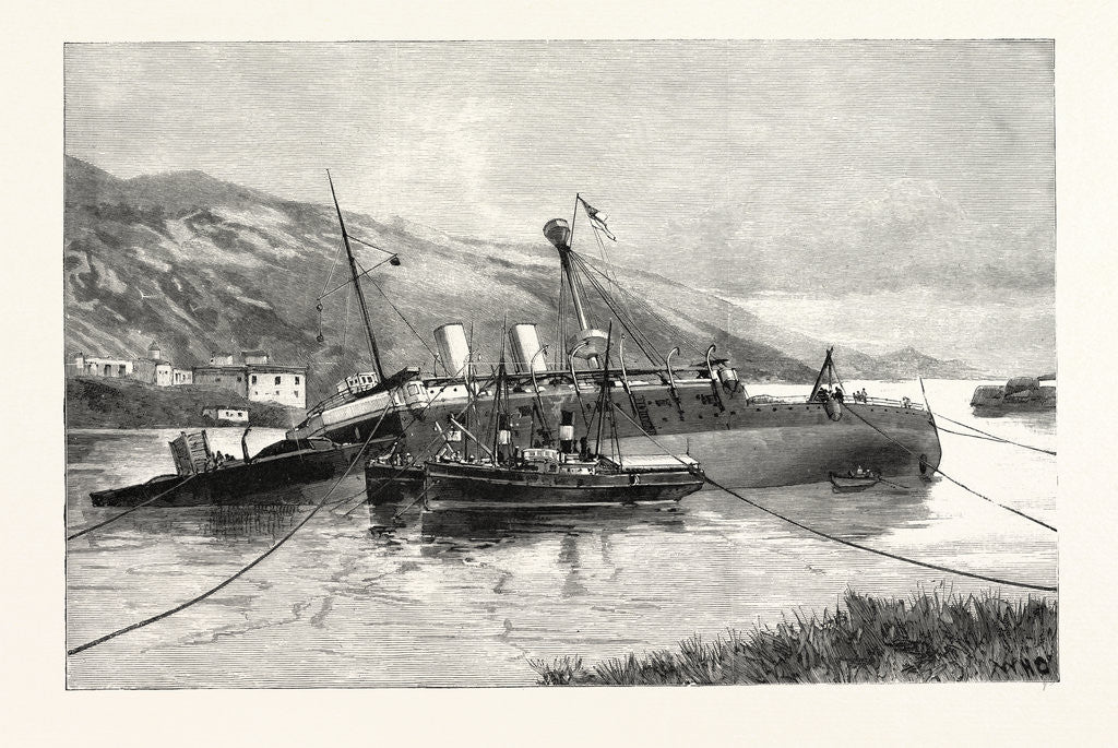 Detail of Position of H.M.S. Howe at Ferrol after the First Attempt to Raise Her, a Coruna, Galicia, Spain by Anonymous