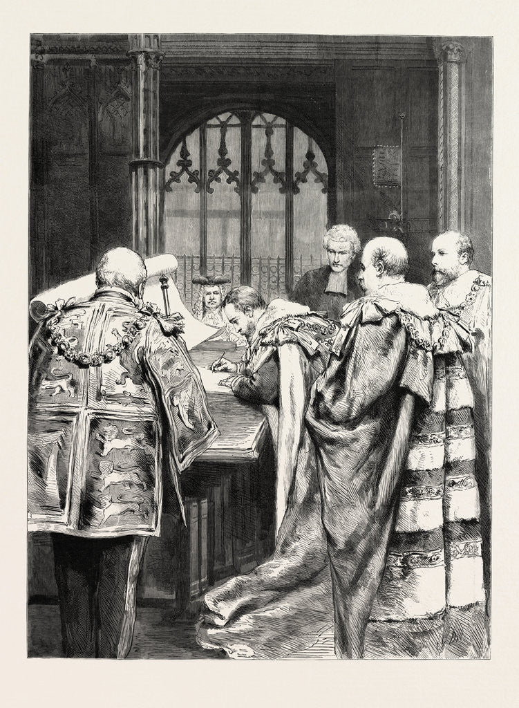 Detail of His Royal Highness the Duke of York Signing the Roll on Taking His Seat in the House of Lords, UK by Anonymous