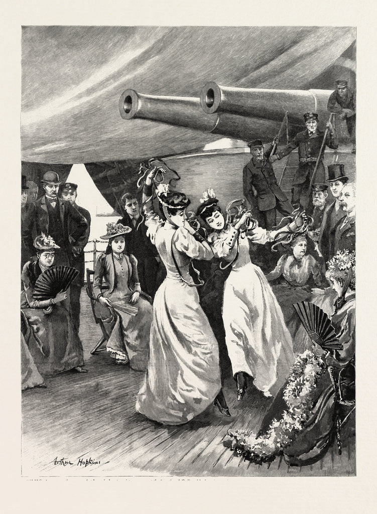 Detail of A Visit of the Channel Squadron to Cadiz: Two Spanish Ladies Dancing the Sevillana at an at Home on Board Ship, Spain by Anonymous