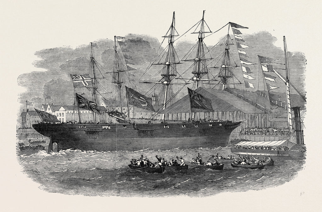 Detail of Launch of a War-Steamer at Limehouse Dockyard. by Anonymous