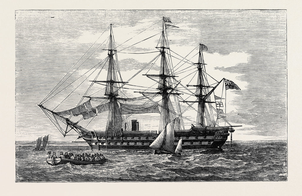 Detail of The Baltic Fleet, the Exmouth, 91 Flag of Rear-Admiral Seymour by Anonymous