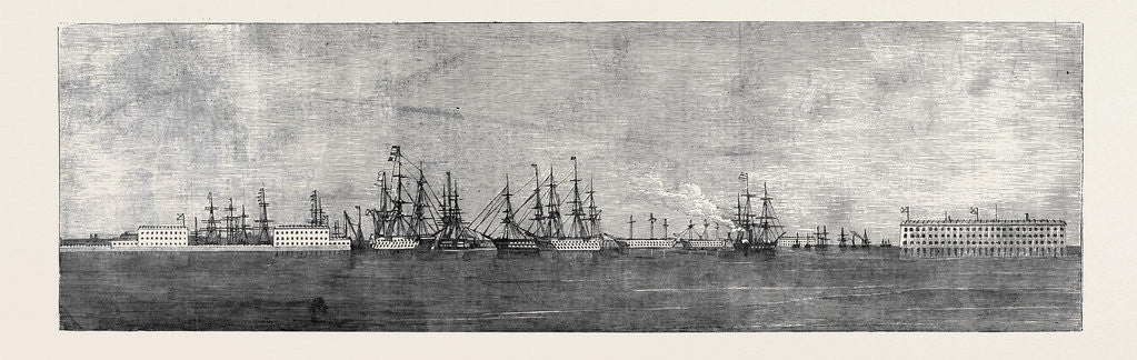 Detail of The Russian Navy at Cronstadt, Sketched from the Paddle Box of H.M.S. Merlin by Anonymous