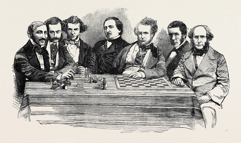 Detail of Chess Celebrities at the Late Chess Meeting, July 14, 1855 by Anonymous
