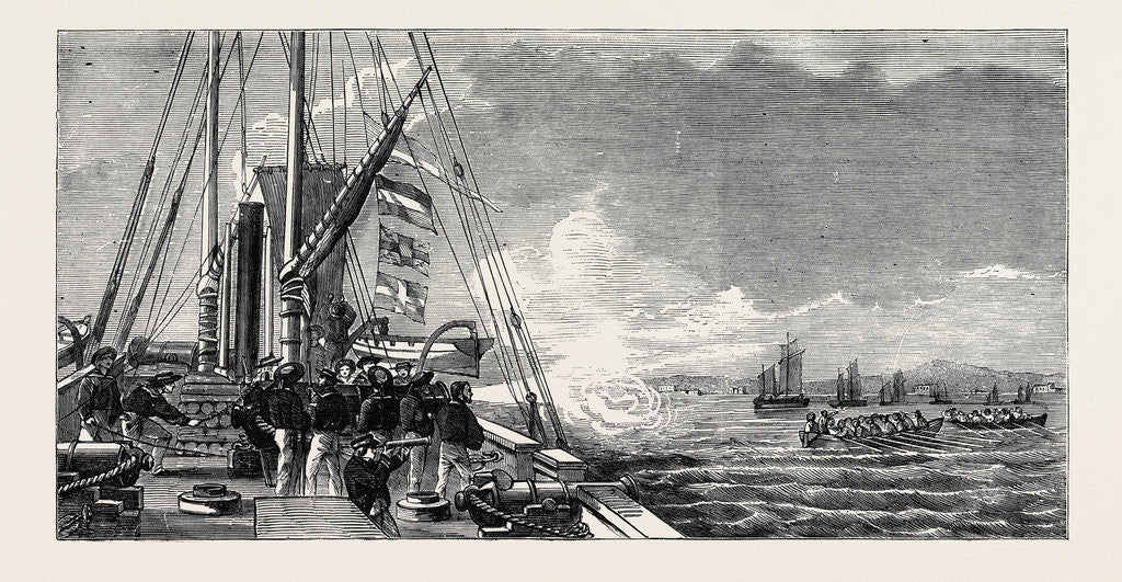 Detail of The Baltic Fleet: the Snap Gun Boat of H.M.S. James Watt Sent to Intercept Along Shore Traffic by Anonymous