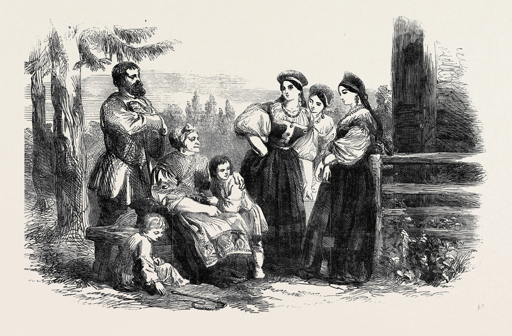 Detail of Russian Life: Fete Costume of Russian Peasants, in the Environs of St. Petersburg by Anonymous