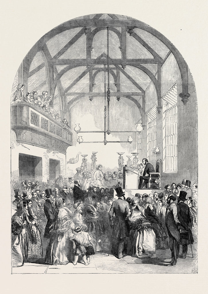 Detail of The Dunmow Flitch of Bacon Custom, Examination of Candidates in the Town Hall, at Great Dunmow by Anonymous