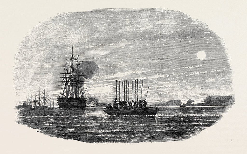 Detail of The Gun Boats Thistle and Weasel Cutting Out Trading Craft, Off Cronstadt by Anonymous