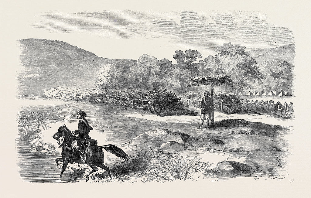 Detail of Sketches in the Crimea, Valley of Vorutzia: Turkish Batteries Commanding the Woronzow Road by Anonymous