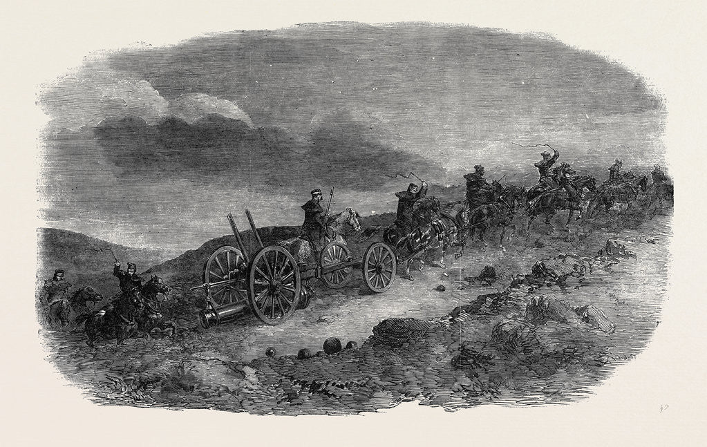 Detail of Before Sebastopol, Artillery Taking Lancaster Guns Down to the First Parallel by Night; Crimean War by Anonymous