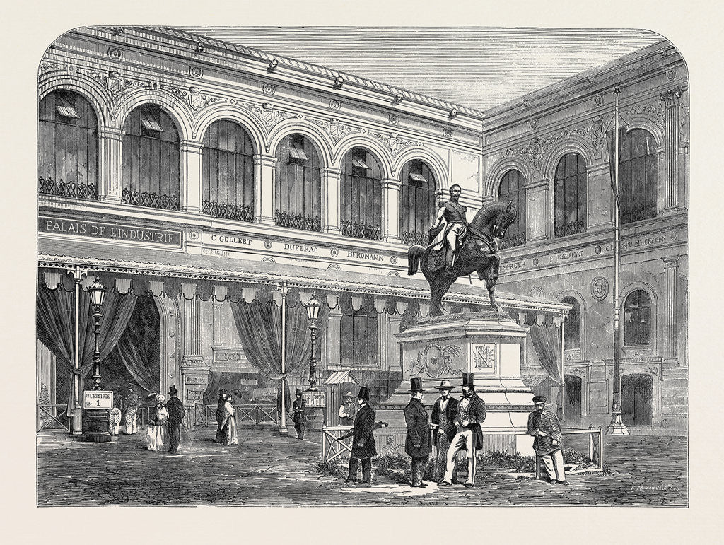Detail of The Palace of Industry at Paris, Eastern Entrance, and Statue of the Emperor of the French by Anonymous