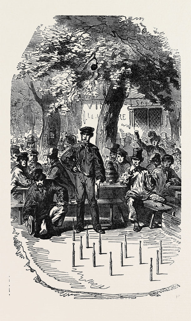 Detail of Popular Amusements of Paris: Skittles at the Barrier. by Anonymous