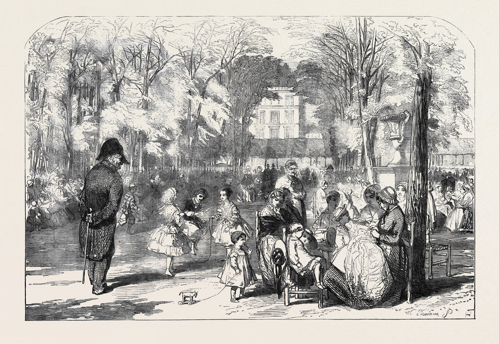 Detail of Scenes in Paris: The Gardens of the Tuileries by Anonymous