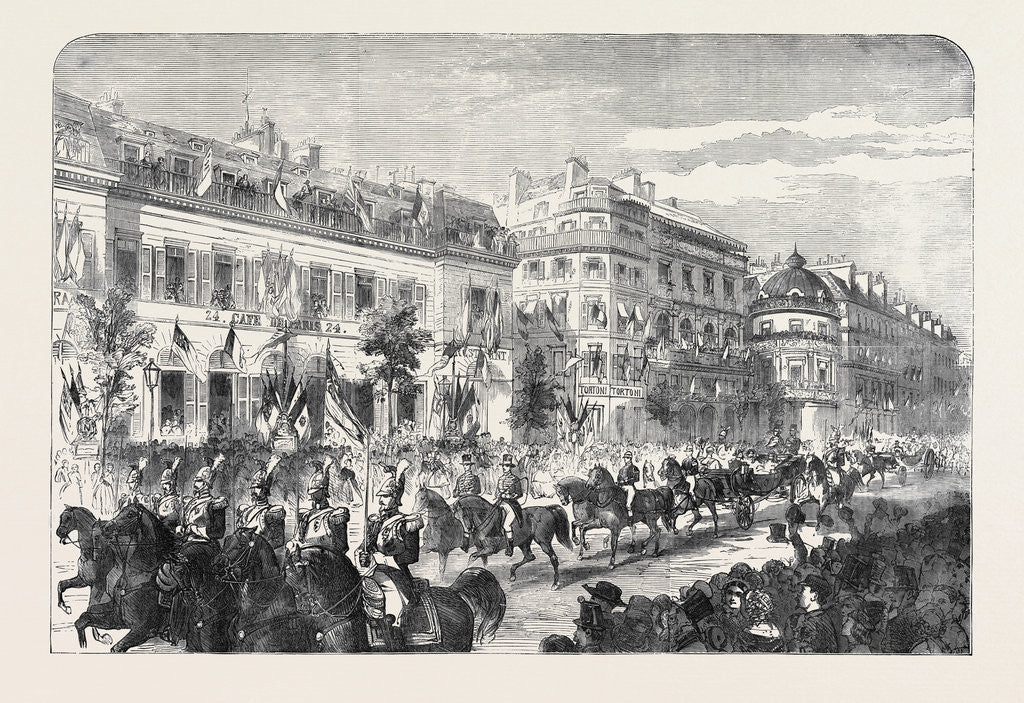 Detail of The Royal and Imperial Procession Passing the Boulevard Des Italiens, Paris by Anonymous