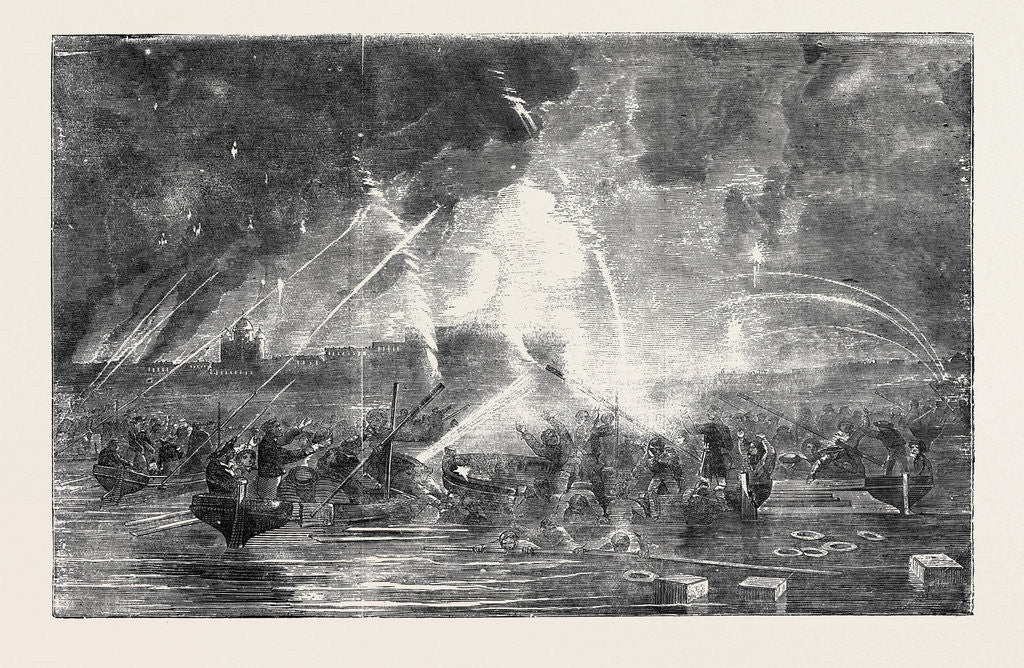 Detail of The Bombardment of Sveaborg, Rocket Boats by Anonymous