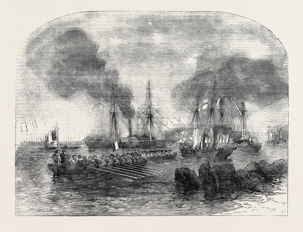 Detail of The Bombardment of Sveaborg: French Gun Boats Going to the Battery with Shot and Shell by Anonymous