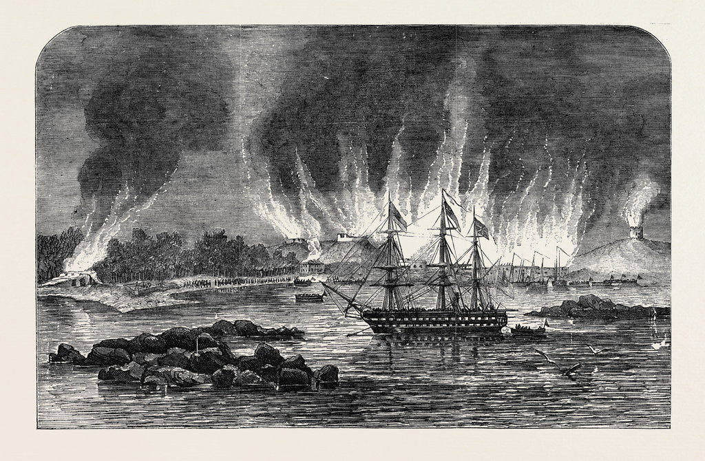 Detail of Destruction of Russian Barracks and Magazine, at Hango by Anonymous