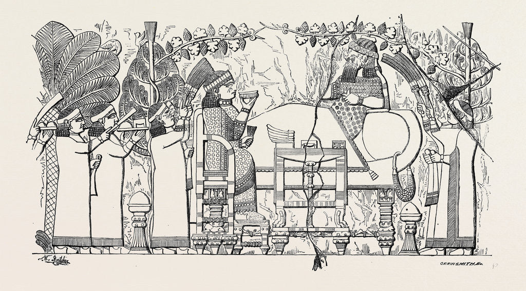 Detail of Recent Discoveries at Nineveh: The Only Discovered Slab Showing a Figure of the Queen. by Anonymous